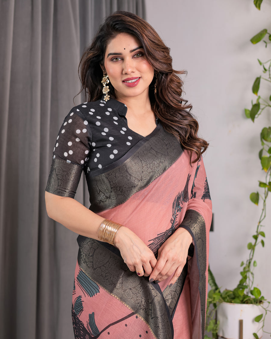 Multicolor Floral Linen Saree for Women | Traditional Indian Festive Wear – Vivid Festive Drape