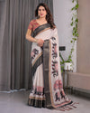 Multicolor Floral Linen Saree for Women | Traditional Indian Festive Wear – Artisan Festive Drape