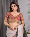 Multicolor Floral Linen Saree for Women | Traditional Indian Festive Wear – Artisan Festive Drape