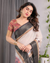 Multicolor Floral Linen Saree for Women | Traditional Indian Festive Wear – Artisan Festive Drape