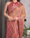 Multicolor Floral Linen Saree for Women | Traditional Indian Festive Wear – Lively Festive Drape