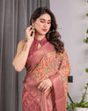 Multicolor Floral Linen Saree for Women | Traditional Indian Festive Wear – Lively Festive Drape