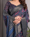 Multicolor Floral Linen Saree for Women | Traditional Indian Festive Wear – Boho Ethnic Drape
