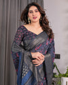 Multicolor Floral Linen Saree for Women | Traditional Indian Festive Wear – Boho Ethnic Drape