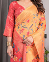 Multicolor Floral Linen Saree for Women | Traditional Indian Festive Wear – Festive Bloom Edition
