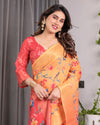 Multicolor Floral Linen Saree for Women | Traditional Indian Festive Wear – Festive Bloom Edition