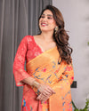 Multicolor Floral Linen Saree for Women | Traditional Indian Festive Wear – Festive Bloom Edition