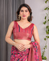 Multicolor Floral Linen Saree for Women | Traditional Indian Festive Wear – Graceful Pallu Edition