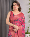 Multicolor Floral Linen Saree for Women | Traditional Indian Festive Wear – Graceful Pallu Edition