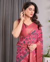 Multicolor Floral Linen Saree for Women | Traditional Indian Festive Wear – Graceful Pallu Edition