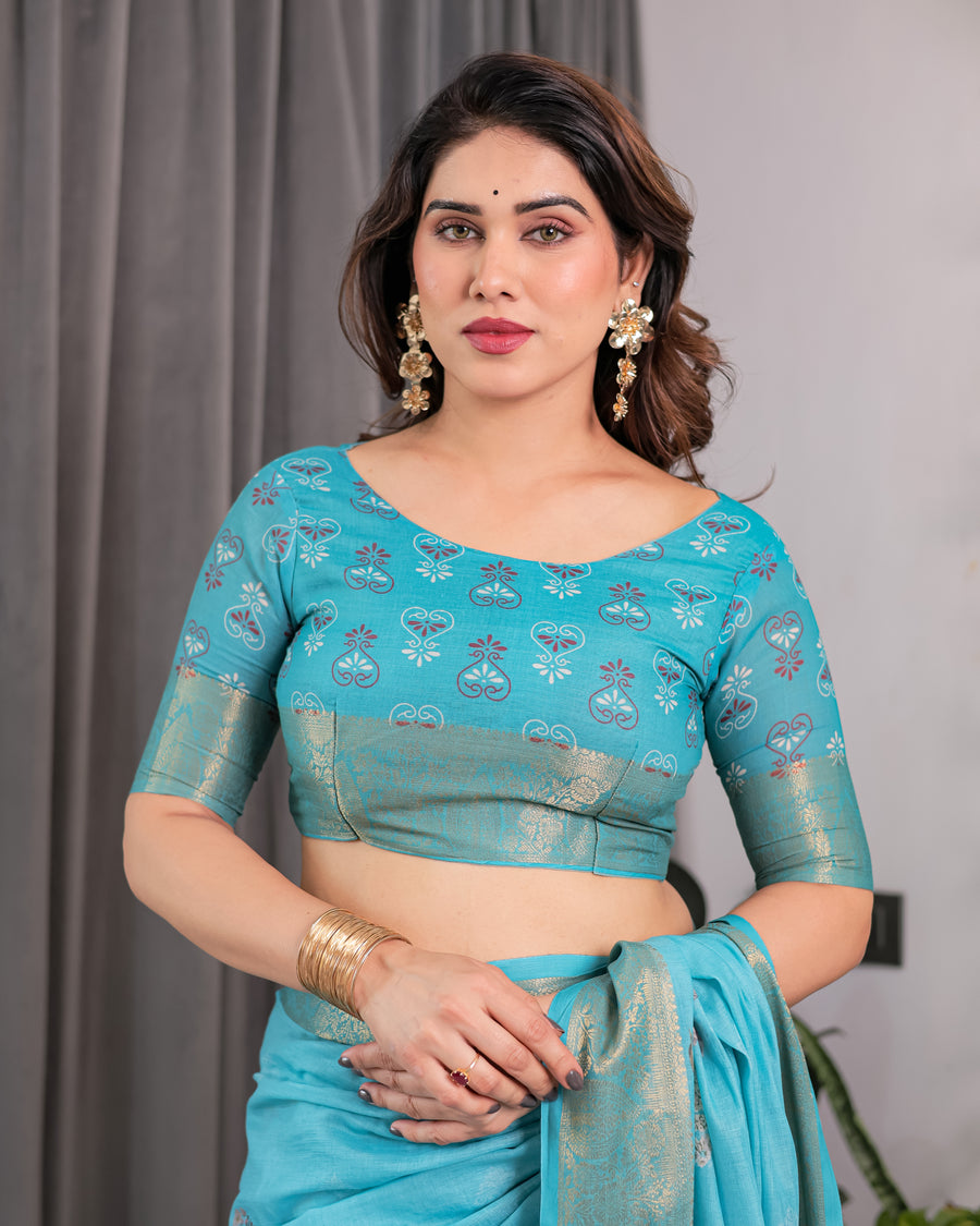 Multicolor Floral Linen Saree for Women | Traditional Indian Festive Wear – Vibrant Celebration Weave