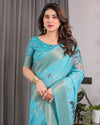 Multicolor Floral Linen Saree for Women | Traditional Indian Festive Wear – Vibrant Celebration Weave
