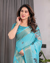 Multicolor Floral Linen Saree for Women | Traditional Indian Festive Wear – Vibrant Celebration Weave