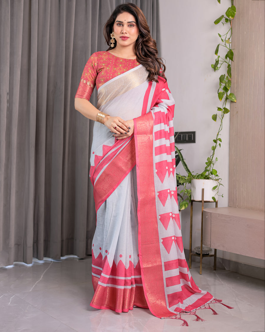 Multicolor Floral Linen Saree for Women | Traditional Indian Festive Wear – Heritage Festive Weave