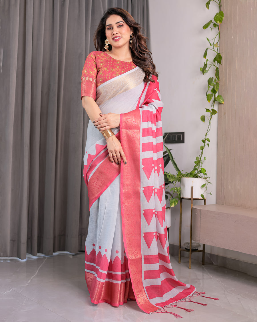 Multicolor Floral Linen Saree for Women | Traditional Indian Festive Wear – Heritage Festive Weave