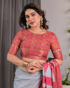 Multicolor Floral Linen Saree for Women | Traditional Indian Festive Wear – Heritage Festive Weave