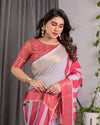 Multicolor Floral Linen Saree for Women | Traditional Indian Festive Wear – Heritage Festive Weave