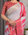 Multicolor Floral Linen Saree for Women | Traditional Indian Festive Wear – Heritage Festive Weave