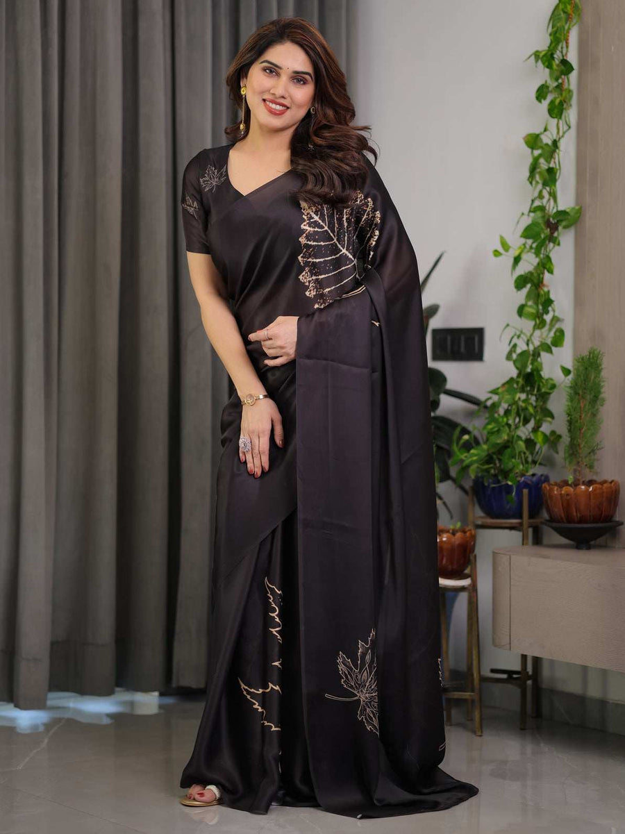 Royal Brown Procession Print Handloom Cotton Saree with Illustrated Pallu & Blouse