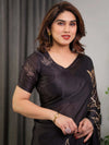 Royal Brown Procession Print Handloom Cotton Saree with Illustrated Pallu & Blouse