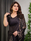 Divine Brown Handloom Cotton Saree with Radha Krishna & Cow Motif – Ethnic Village Charm