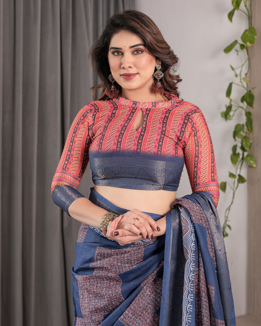 Luxurious Off-White Silk Saree with Gold Accents & Artistic Detailing – Timeless Fashion