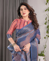 Luxurious Off-White Silk Saree with Gold Accents & Artistic Detailing – Timeless Fashion