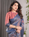 Luxurious Off-White Silk Saree with Gold Accents & Artistic Detailing – Timeless Fashion