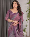 Designer Beige Saree with Contrast Black Pallu & Exquisite Ethnic Patterns