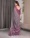 Designer Beige Saree with Contrast Black Pallu & Exquisite Ethnic Patterns