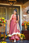 Peach Pink Party Wear Sharara Set Front View with Heavy Printed Dupatta - Shree Roop