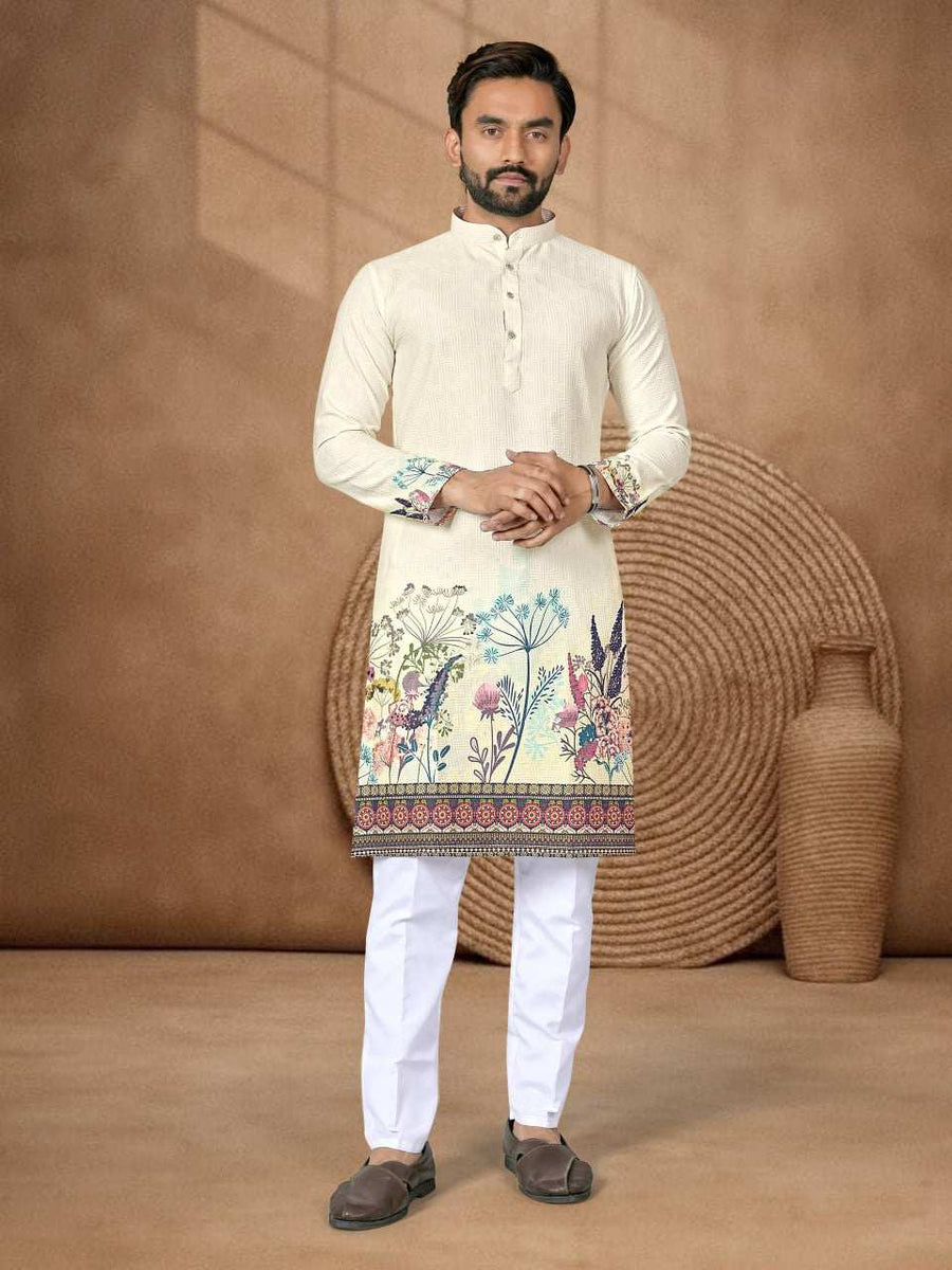 Blue Rayon Men's Kurta Set with Cristal Bubbles Work for Festive Occasions - Shree Roop