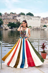 LNB Navratri Lehenga in Pure Rayon with Gota Patti and Mirror Work Front View - Shree Roop