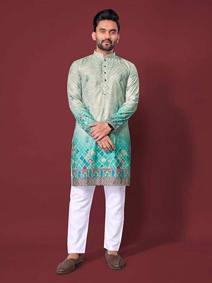 Full Length View of White Cotton Kurta Set with Pyjama - Balaji Export