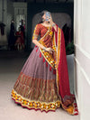 LNB Tasar Silk Lehenga Choli Back View with Sequins Lace and Gotta Patti - Shree Roop