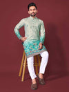 Full Length View of Beige Cotton Kurta Set with Pyjama - Shree Roop