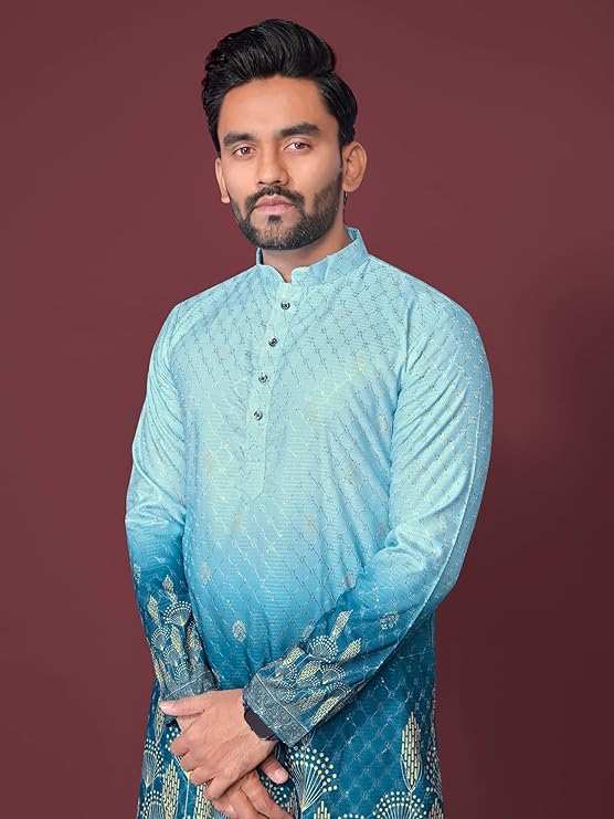 White Cotton Kurta Set Back View with Pyjama - Balaji Export