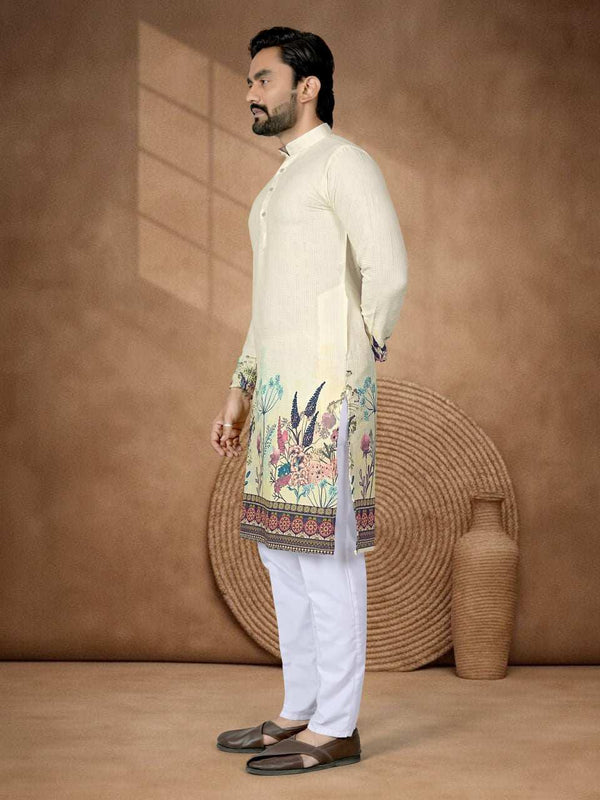 Balaji Export Men's Rayon Kurta Back View with Crystal Bubbles Details - Shree Roop