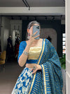 LNB Tasar Silk Lehenga Choli with Dupatta Print and Foil Work Back View - Shree Roop