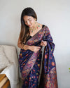 Plum Handloom Cotton Saree | Floral Print, Mythical Border & Tassels – Buy Online