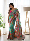 Plum Handloom Cotton Saree | Floral Print, Mythical Border & Tassels – Buy Online