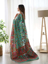 Plum Handloom Cotton Saree | Floral Print, Mythical Border & Tassels – Buy Online