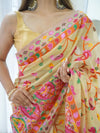 Ivory & Teal Handloom Cotton Saree | Mandala Buti, Peacock Pallu & Contrast Blouse – Buy Online