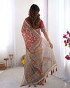 Rust Maroon Handloom Cotton Saree | Floral Jaal & Multicolor Mandala Pallu – Buy Online
