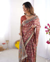 Rust Maroon Handloom Cotton Saree | Floral Jaal & Multicolor Mandala Pallu – Buy Online