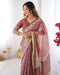 Maroon Handloom Cotton Saree | Floral Print & Royal Procession Pallu – Buy Online