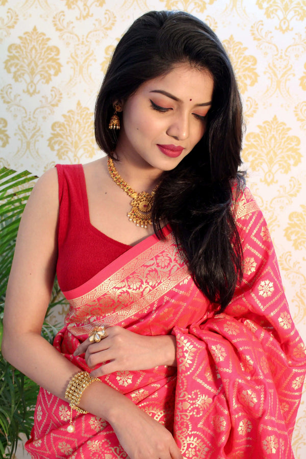 Maroon Handloom Cotton Saree | Floral Print & Royal Procession Pallu – Buy Online