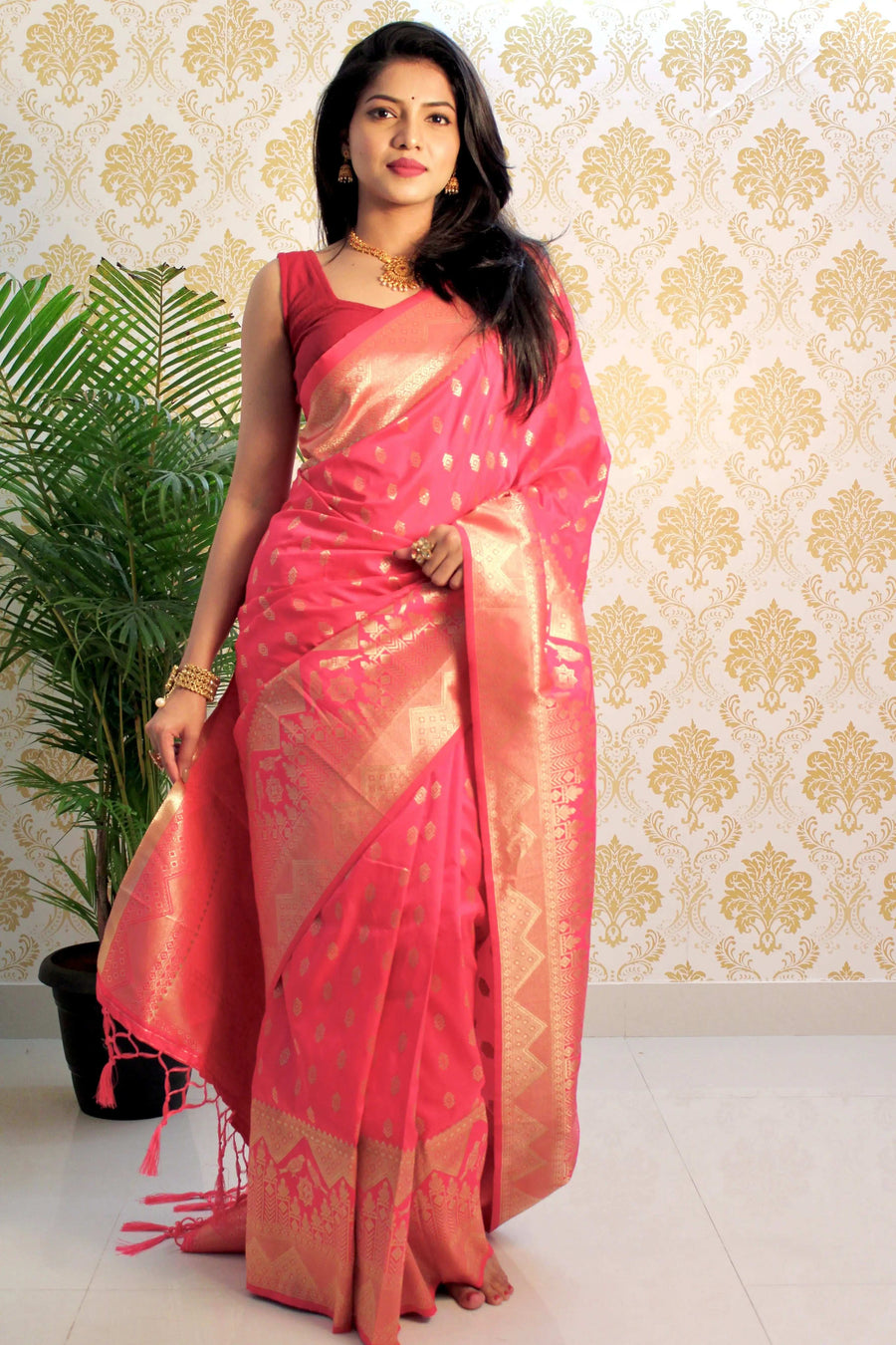 Teal Green & Brown Pure Linen Cotton Handloom Saree with Royal Cow & Tree Motif Pallu