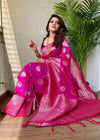 Beige & Green Handloom Cotton Saree | Village Life Print & Peacock Pallu – Buy Online