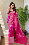 Beige & Green Handloom Cotton Saree | Village Life Print & Peacock Pallu – Buy Online